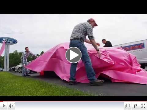 Dr. Shrink Wraps Vehicle in New Pink Shrink Wrap at Ford Dealership for Breast Cancer Awareness