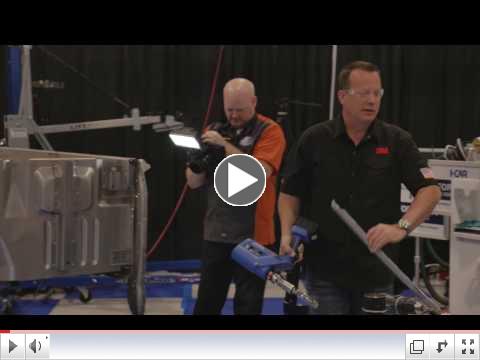 Collision Hub and I-CAR team up with 3M and Fusor during SEMA 2016 to perform live panel replacement on the Aluminum Ford F-150