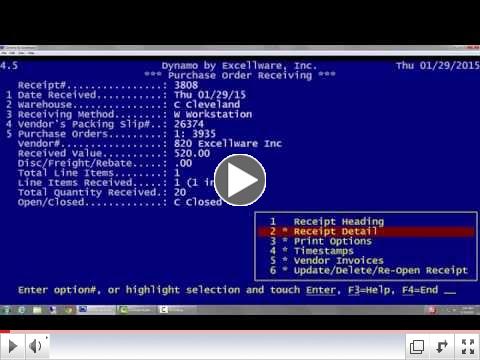 Dynamo Purchase Order Receiving