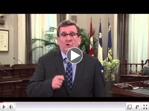 Le maire de la ville de Qubec, Rgis Labeaume, souhaite la bienvenue  Optimist International pour son congrs annuel de 2016 dans la ville de Qubec. 