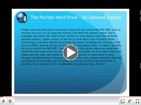 VIDEO: Fully Downloadable Puritan Hard Drive -- On Demand Edition (PHD-ODE)