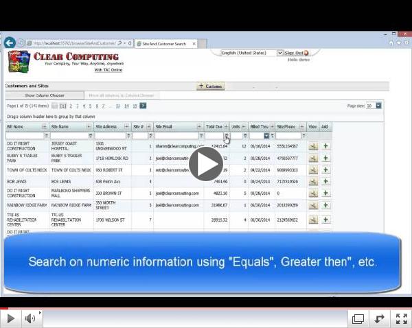 Clear Computing TAC Web Sales Station Grids