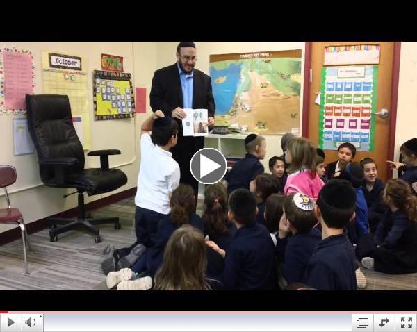 Rabbi Yolkut explains the halachot and originas of etrogim to the Hillel Academy third graders.
