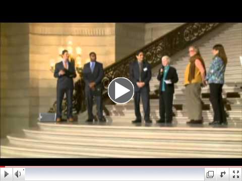 video of award winners on the steps of city hall