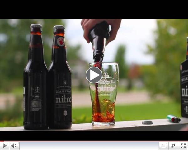 Pouring a nitro Milk Stout Bottle