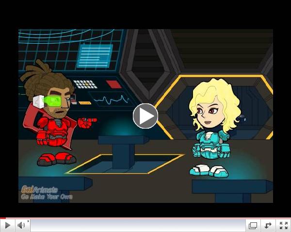 Green Alien vs. Orange-Gold Earthling