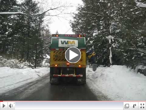 Automated trash collection in the snow in Newton MA 2008