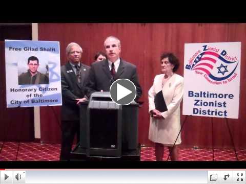 Gilad Shalit is made Honorary Citizen of Baltimore