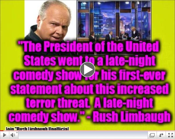 Obama contemptuously goes on Leno for first talk about increased terror threat (Limbaugh)