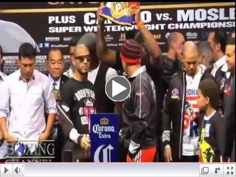 Mayweather-Cotto weigh-in produces dramatic staredown
