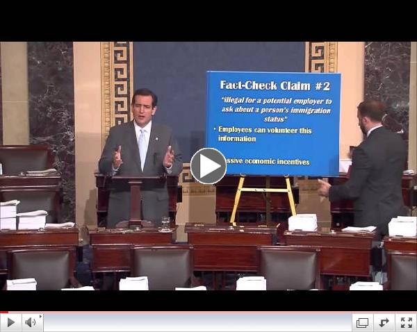 Sen. Ted Cruz Speaks in Support of his Amendment to Defund Obamacare and Stop the Amnesty Tax