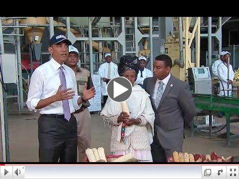President Obama visits food factory in Ethiopia to underscore economic developments in Africa.