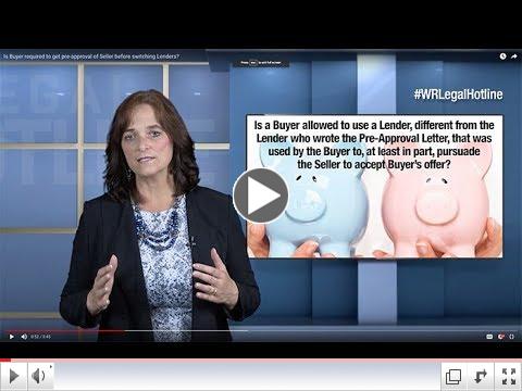 Is Buyer required to get pre-approval of Seller before switching Lenders?