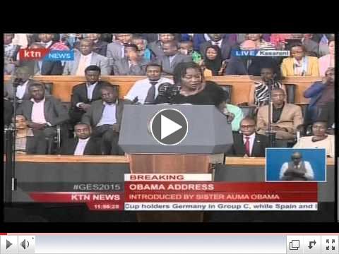 Auma Obama introducing  her brother Barack Obama